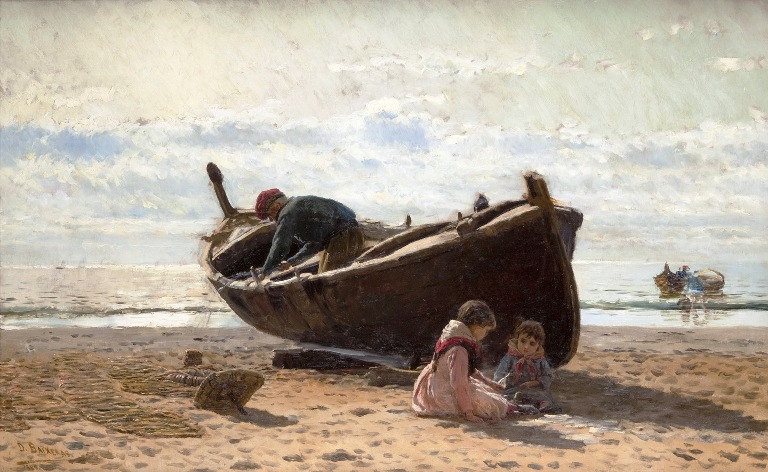 Dionis Baixeras_Barca Pescadors i nens_1885 Dionis Baixeras_Barca Pescadors i nens_1885