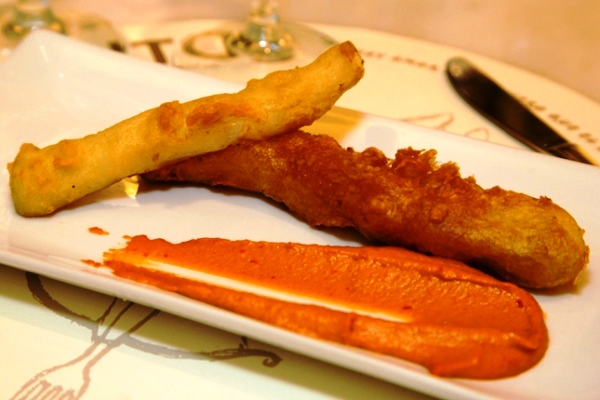 Calcots en tempura