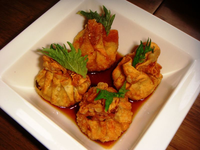 Raviolis de gamba con salsa Ponzu