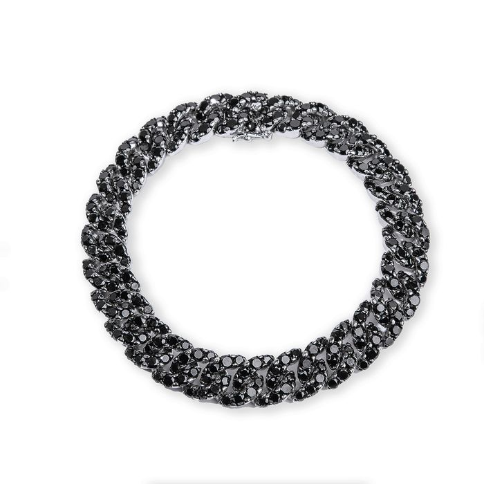 RABAT. Pulsera barrada de oro blanco con diamantes negros talla brillante [ 9.900€ ]