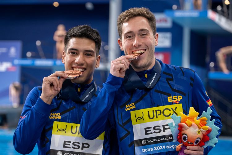 Adrián Abadía y Nico García Boissier, bronce en trampolín 3m