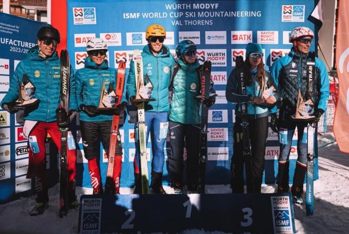 Ana Alonso y Oriol Cardona, plata en la Copa del Mundo de Esquí de Montaña relevo mixto en Val Thorens