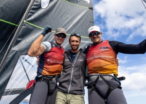 Diego Botín y Florian Trittel junto a su entrenador Álvaro del Arco.