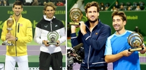 Novak Djokovic, Rafa Nadal, Feliciano López y Marc López