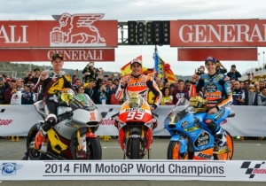 Tito Rabat en Moto2, Márc Márquez en Moto GP y Álex Márquez en Moto3 son los campeones del mundo 2014 de Motociclismo