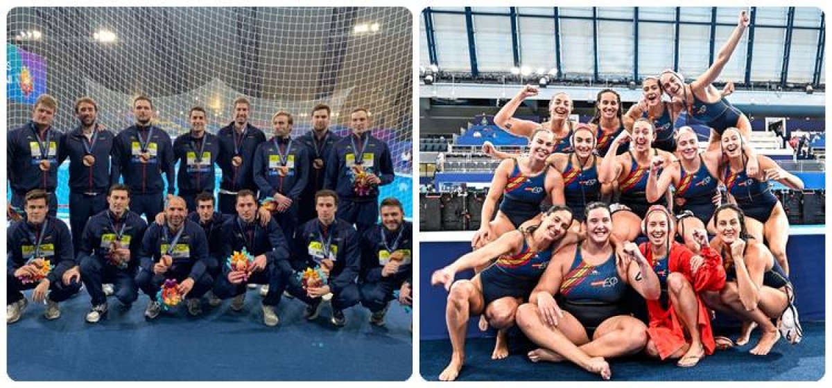 Las selecciones masculinas y femenina españolas de waterpolo conquistan el bronce