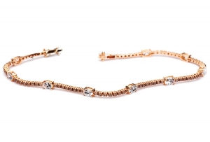 Pulsera rivière de oro rosa con brillantes Brown y diamantes blancos talla oval  - 5.100€